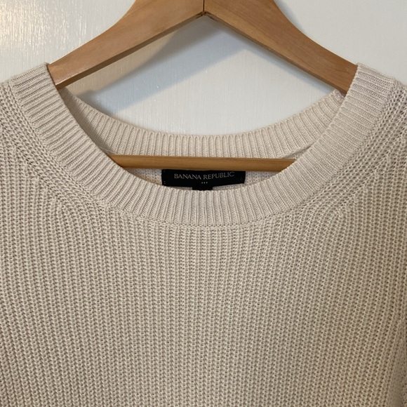 Banana Republic cream cotton long puff sleeve sweater - size S - EUC - Picture 9 of 9